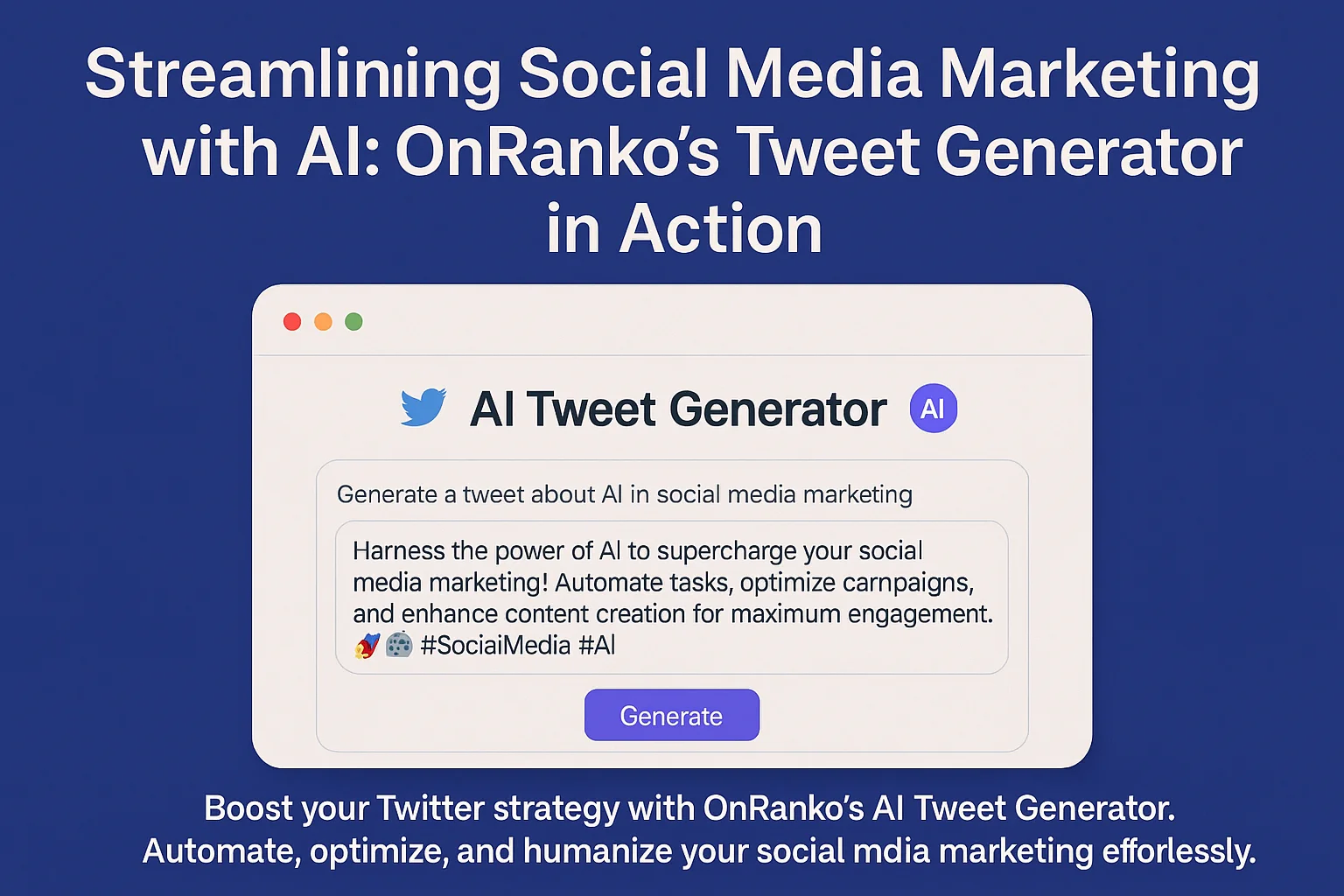 Streamlining Social Media Marketing with AI: OnRanko's Tweet Generator in Action